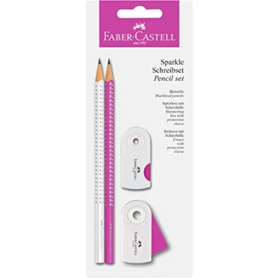 Abbildung von Schreibset Sparkle 4 teilig pink/weiß