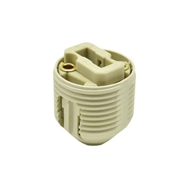 Abbildung von G9 Lampenfassung mit rückseitigem Steckanschluß M10x1 Isolierhaube Aussengewinde 28x2mm Weiss Fassung
