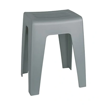 Abbildung von WENKO Badhocker Mod. Kumba, Hocker in modernem Design aus Kunststoff Schwerer Qualität, Sitzhocker belastbar bis 120 kg, (B x H T) 38 47 32 cm, Grau