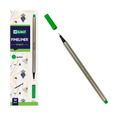 Abbildung von D.RECT Fineliner Set Grün 12 Stück Feinschreiber mit 0,4 mm Spitze für Täglicher Schreib und Schulbedarf