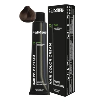 Abbildung von FemMas Haarfarbe Hellblond Ultra Intensiv 8.00 I Professionelle Creme mit Arganöl, Keratin &amp; Ceramiden Als dauerhafte Haarfärbung für strahlende, haltbare Farbergebnisse 100 ml