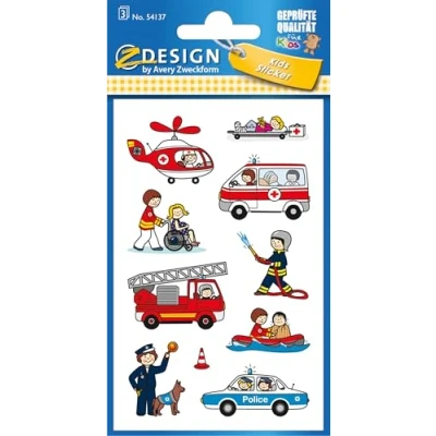 Abbildung von AVERY Zweckform 54137 Kinder Papier Sticker Berufe 30 Aufkleber (für Jungen und Mädchen, Polizei, Feuerwehr, Notarzt, Kindergeburtstag, Mitgebsel, Gastgeschenk, zum Spielen, Sammeln, Basteln)
