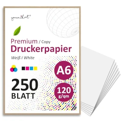 Abbildung von younikat DIN A6 Kopierpapier I 120 g/m² 250 Blatt in weiß Papier Blanko Rezeptpapier dv1551