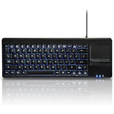 Abbildung von Perixx PERIBOARD 315H USB Tastatur mit Touchpad und 2 Ports, Schwarz