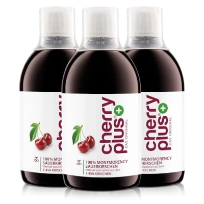 Abbildung von US Montmorency Sauerkirsch Konzentrat hochkonzentriert 1.450 Sauerkirschen pro Flasche (3 x 500 ml) Cherry PLUS