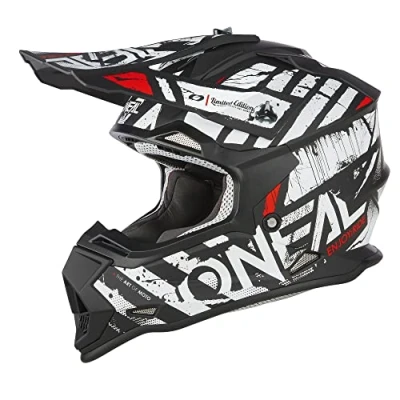 Abbildung von O&#039;NEAL Motocross Helm MX Enduro ABS Schale, Lüftungsöffnungen für optimale Kühlung 2SRS Helmet Glitch V.23 Erwachsene Schwarz Weiß Größe XL (61/62 cm)