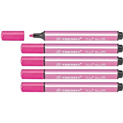 Abbildung von Gefederter Dreikant Filzstift STABILO Trio Scribbi 5er Pack rosa