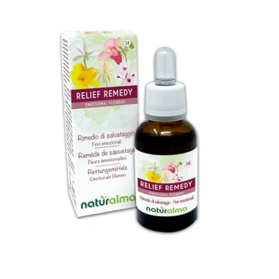 Abbildung von Relief remedy (Rettungsmittels) Bach Blüten Naturalma Tropfen 30 ml Alkoholfreier Flüssigextrakt Blütenessenzen Vegan und alkoholfrei