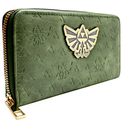 Abbildung von Legend of Zelda Geprägt Tri Force Symbole Portemonnaie Geldbörse Grün