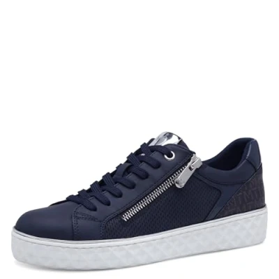 Abbildung von MARCO TOZZI Damen Sneaker flach mit Reißverschluss Vegan, Blau (Navy Comb), 37 EU