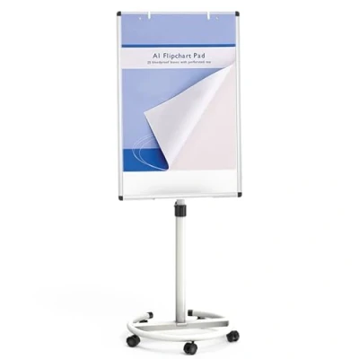 Abbildung von VIZ PRO ECO Magnetische Mobile Whiteboard, 90 x 60 cm, Staffelei Flipchart Ständer Rollendes Trockenlöschbrett mit Papierblöcken