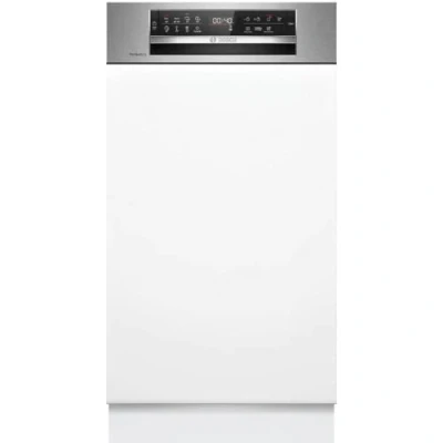 Abbildung von Bosch SPI6YMS14E, Serie 6, Smarter Geschirrspüler Teilintegriert, 45 cm, Besteckschublade, Spülmaschine mit Zeolith Trocknung, besonders leise, höhenverstellbarer Oberkorb, Edelstahl, AquaStop