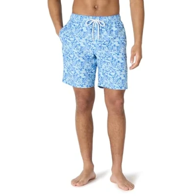 Abbildung von Amazon Essentials Herren Badehose, Schnell Trocknend, 23 cm, Blau Tropische Blätter, XXL