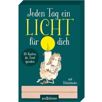 Abbildung von Jeden Tag ein Licht für dich: 25 Karten, die Trost spenden. Mit Holzständer berührende Postkarten zum Aufstellen oder Verschicken