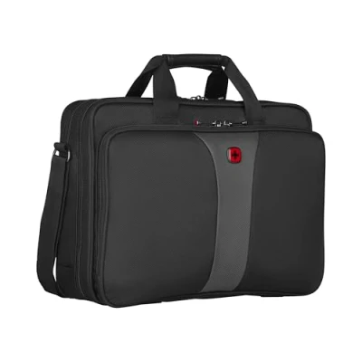 Abbildung von WENGER Legacy 16 Laptop Tasche zum Umhängen, Notebook bis Zoll, Aktentasche, Organizer, 15 l, Damen Herren, Büro Business Reisen Uni, Schwarz, 600648