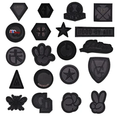 Abbildung von CYWQZZ 20 Stück Aufnäher zum Aufbügeln, schwarz bestickte Applikationen, Sticker, bestickter Stoff, Aufbügeln oder Aufnähen auf Kleidung, Hut, Jeans,