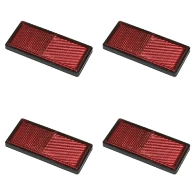 Abbildung von 4er Pack Reflektoren rot eckig selbstklebend mit Grundplatte für mehr Sicherheit im Straßenverkehr E4 geprüft, 85x39mm