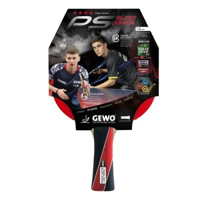 Abbildung von GEWO PS Blast Junior Tischtennisschläger ITTF genehmigter Anfänger für Kinder und Jugendliche, Fertigschläger mit kontrolliertem Belag hoher Rotation, konkav, 1,8mm Schwamm