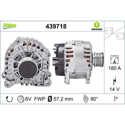 Abbildung von VALEO 439718 Lichtmaschine 14V 180A VOLKSWAGEN: Sharan II, GOLF 6, Passat B6 Variant, SEAT: Alhambra II