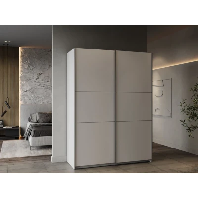 Abbildung von Demeyere 190025 Schiebetür und modernem Kleiderschrank Farbe Weiß matt &amp; Metall Finish 148 x 59,9 203 cm, Holzwerkstoff, grau