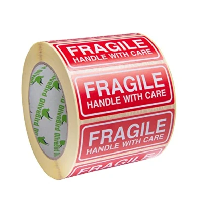 Abbildung von OliveBird 1.000 Aufkleber &quot;Zerbrechlich&quot; Fragile Aufkleber/Fragile Sticker 90 x 35 MM Groß Etiketten, weiß rot Stück