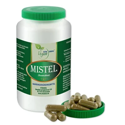 Abbildung von VITA IDEAL Vegan® Mistel Kraut 360 Kapseln Viscum album Tagesportion 800mg Mistelkraut reines Pulver. Naatürlich, pflanzlich und ohne Zusatzstoffe, original von VITAIDEAL