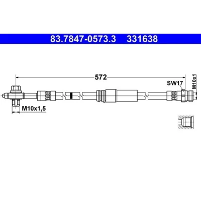 Abbildung von ATE 83.7847 0573.3 Bremsschläuche 572mm M10x1mm