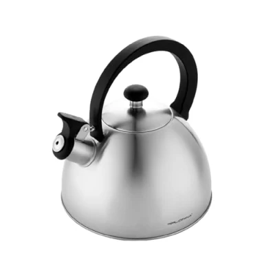 Abbildung von FLORINA Wasserkessel (2,5 l) I Edelstahl Teekessel BRILLO Flötenkessel mit Bakelitgriff Kratzfester Wasserkocher für Induktionsherd, Gasherd und Elektroherd Farbe: Silber