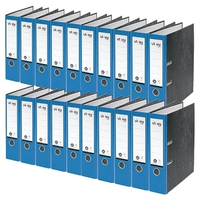 Abbildung von VON Leitz Ordner A4, 20er Pack, 100 % Recyclingpapier, 80 mm Rückenbreite, Für 600 Blatt, Blauer Engel &amp; FSC zertifiziert, Schule, Studium Zuhause, Blau, 10530035