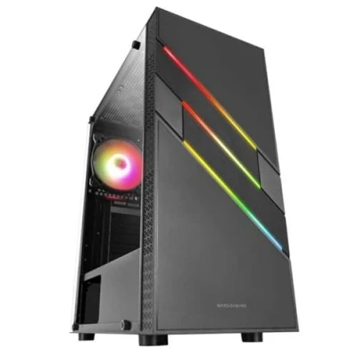 Abbildung von Mars Gaming MC U3 Schwarz, PC ATX XL Gehäuse, Front Triple ARGB, 12cm Lüfter, Gehärtetes Glasfenster, MCU3