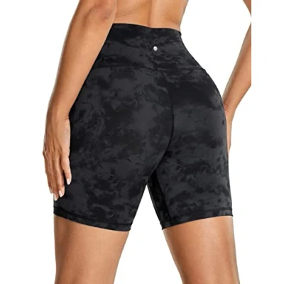 Abbildung von CRZ Yoga Naked Feeling Damen Kurze Leggings High Waist Blickdicht Fithess Shorts Radlerhose Sporthose 15cm Der Rauchtintennebel 38