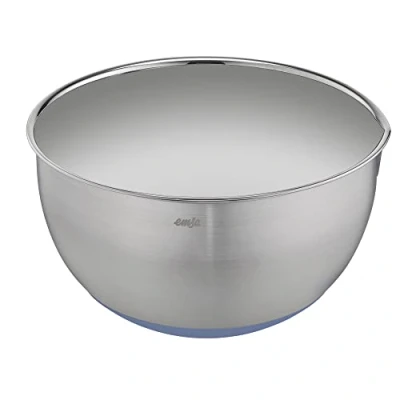 Abbildung von Emsa Prep&amp;Bake Rührschüssel aus Edelstahl 22 cm, Rutschfester Boden in Blau, Kratzfest, Schüssel mit Ausgießrand, Stapelbar, K3272234