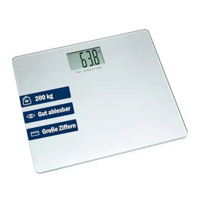 Abbildung von TFA Dostmann Digitale XXL Personenwaage BIG STEP, 50.1010.54, aus Glas, bis 200kg, extra flaches Design, breite Trittfläche, silber