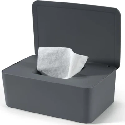 Abbildung von Feuchttücher Box für Baby, Baby Feuchttuchbox mit Deckel, Feuchtes Toilettenpapier, Grau, Feuchttücher, Feuchttuchspender Zuhause und Büro
