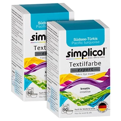 Abbildung von simplicol Textilfarbe expert Südsee Türkis 1711, 2er Pack: Farbe für kreatives, einfaches Färben in der Waschmaschine oder manuell