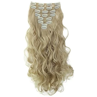 Abbildung von CAISHA XL 45cm CLIP IN EXTENSIONS Klara 7 Teile Set Haarverlängerung Voluminös Gelockt Blond CE29 1