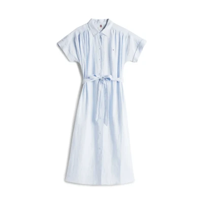 Abbildung von Tommy Hilfiger Belted MIDI Dress Blusenkleid, Damen, Größe: 42, Breezy blue