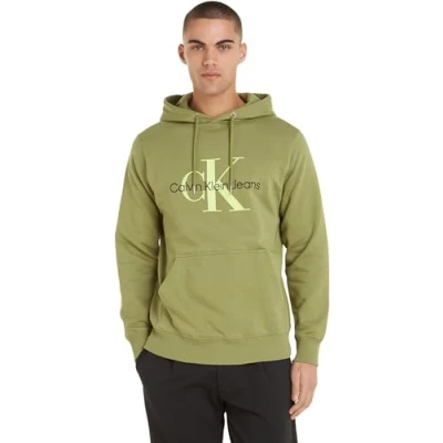 Abbildung von Calvin Klein Jeans Herren Hoodie Seasonal Monologo Regular mit Kapuze, Rot (Fiery Red), S