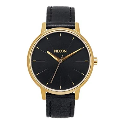 Abbildung von Nixon Damen Armbanduhr Kensington Leather Gold/Black Analog Quarz Leder A108513 00