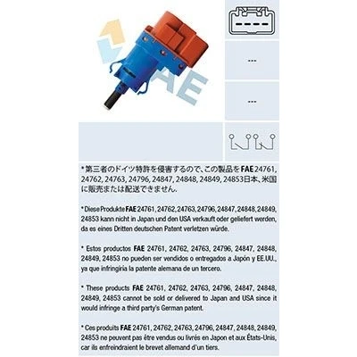Abbildung von FAE 24796 Bremslichtschalter mechanisch 4 FIAT: Punto III Hatchback, Doblo II Box Body / Estate, Ducato Van, ALFA ROMEO: 159 Saloon, MiTo
