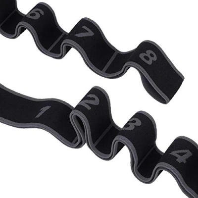 Abbildung von fitness elastikband mit schlaufen,Yoga Widerstand Band,Elastischer Stretchgürtel Latin Dance Training Gummiband Übungsschlaufen Gymnastikbänder Trainingswiderstandsbänder 8 Schlaufen für Tanzen Ballet