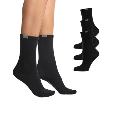 Abbildung von Nur Die 3er Pack Passt Perfekt Socken atmungsaktive Baumwolle einfarbig Komfortbund ohne drückende Naht Damen