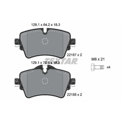 Abbildung von TEXTAR 2218701 Bremsbelagsatz für Verschleißwarnanzeiger vorbereitet mit Bremssattelschrauben BMW: 2 Gran Tourer, Active X2, MINI: Clubman
