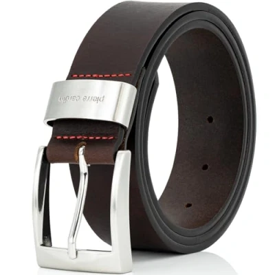 Abbildung von Pierre Cardin Leder Gürtel Herren 40 mm breit, Vollledergürtel schwarz/braun, Größe/Size:115, Farbe/Color:braun