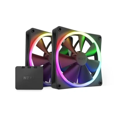 Abbildung von NZXT F140 RGB Fans RF R14DF B1 Erweiterte Anpassung der Beleuchtung Flüsterleise Kühlung Twin (RGB Lüfter und Controller INKLUSIVE) 140mm Schwarz