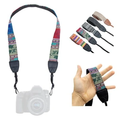 Abbildung von LENS AID Kameragurt in schickem Design: Leinen Nacken BZW. Schultergurt geeignet für Kameras von Nikon, Sony, Fujifilm, Olympus, Leica etc.