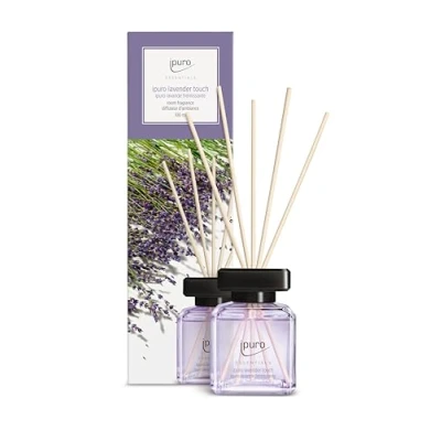 Abbildung von ipuro Essentials Raumduft Lavender Touch 100ml Raumerfrischer mit Lavendel, Zitrus, Blüten, Minze &amp; Moschus Duft Aroma Diffuser Stäbchen Lufterfrischer für die Wohnung