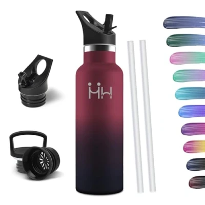 Abbildung von HoneyHolly Trinkflasche Edelstahl, 750 ML BPA Frei, Thermosflasche, Auslaufsichere Isolierflasche Doppelwandig, Wasserflasche, Thermoskanne, mit Strohhalm, Kohlensäure Geeignet