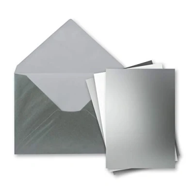 Abbildung von FarbenFroh by GUSTAV NEUSER 25 Stück Karte mit Umschlag Set Einzel Karten Din A5 14,8 x 21 cm Silber Brief Umschlägen C5 15,4 22 Nassklebung