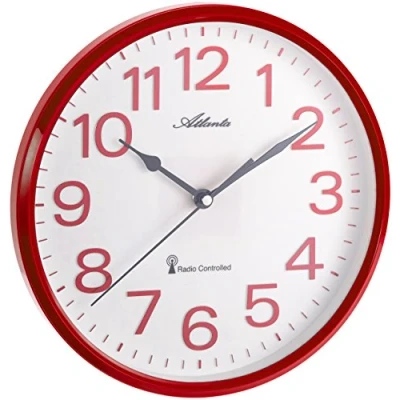 Abbildung von Atlanta Funkwanduhr Küchenuhr Funkgesteuert 26 cm Rot 4378 1